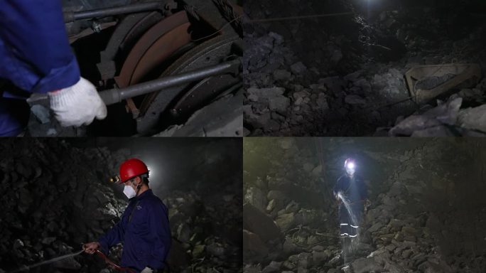 煤矿金属矿挖矿工人挖矿开采探洞作业