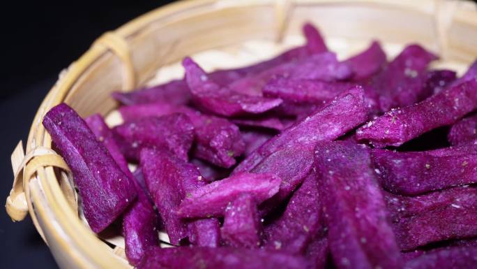镜头合集紫薯干紫薯条冻干粗粮零食(2)