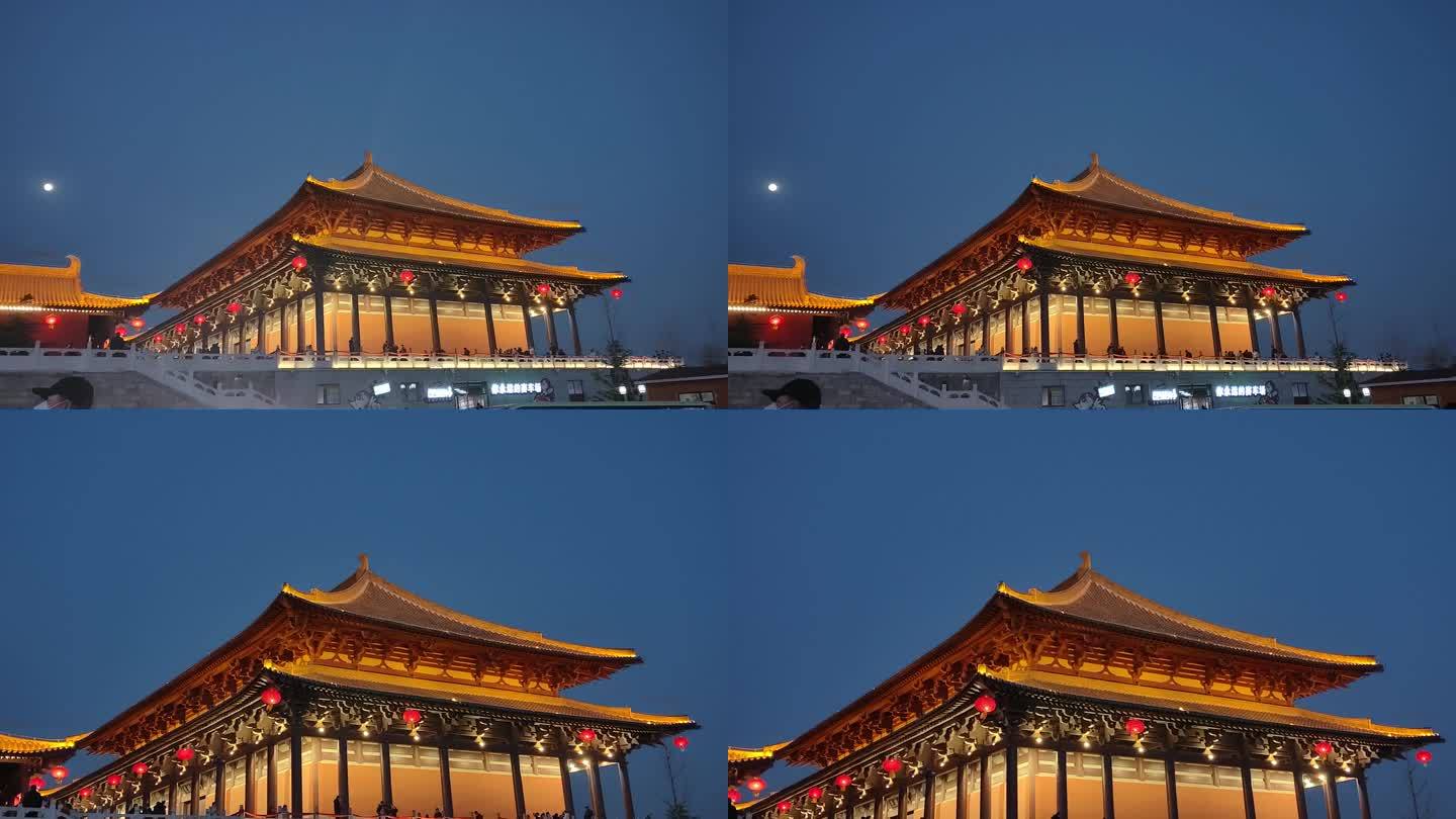 庆都山 夜景 古建 宫殿 月亮