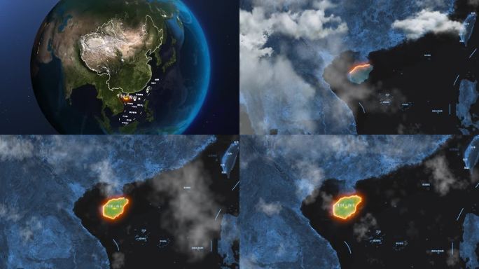 海南省地形图地图AE模板