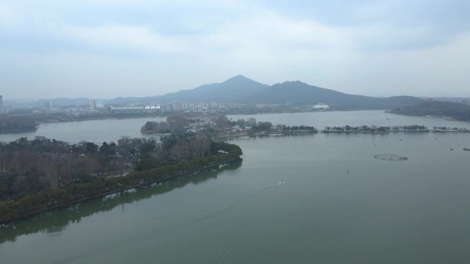 玄武湖新春风光多角度景色航拍