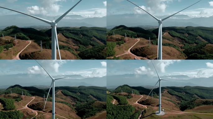 中国电网工程云南红土地山顶电力风车视频