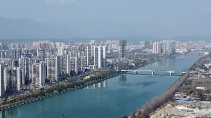 四川绵阳江油市城市风景航拍