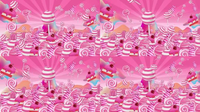 粉色棒棒糖六一卡通糖果世界少儿舞蹈背景