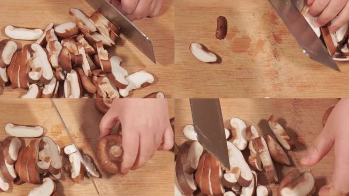 【镜头合集】处理鲜香菇清洗香菇切香菇3