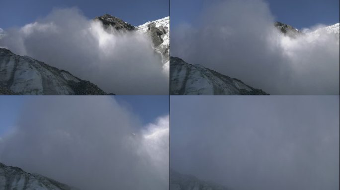 贡嘎雪山 雪崩 雪雾