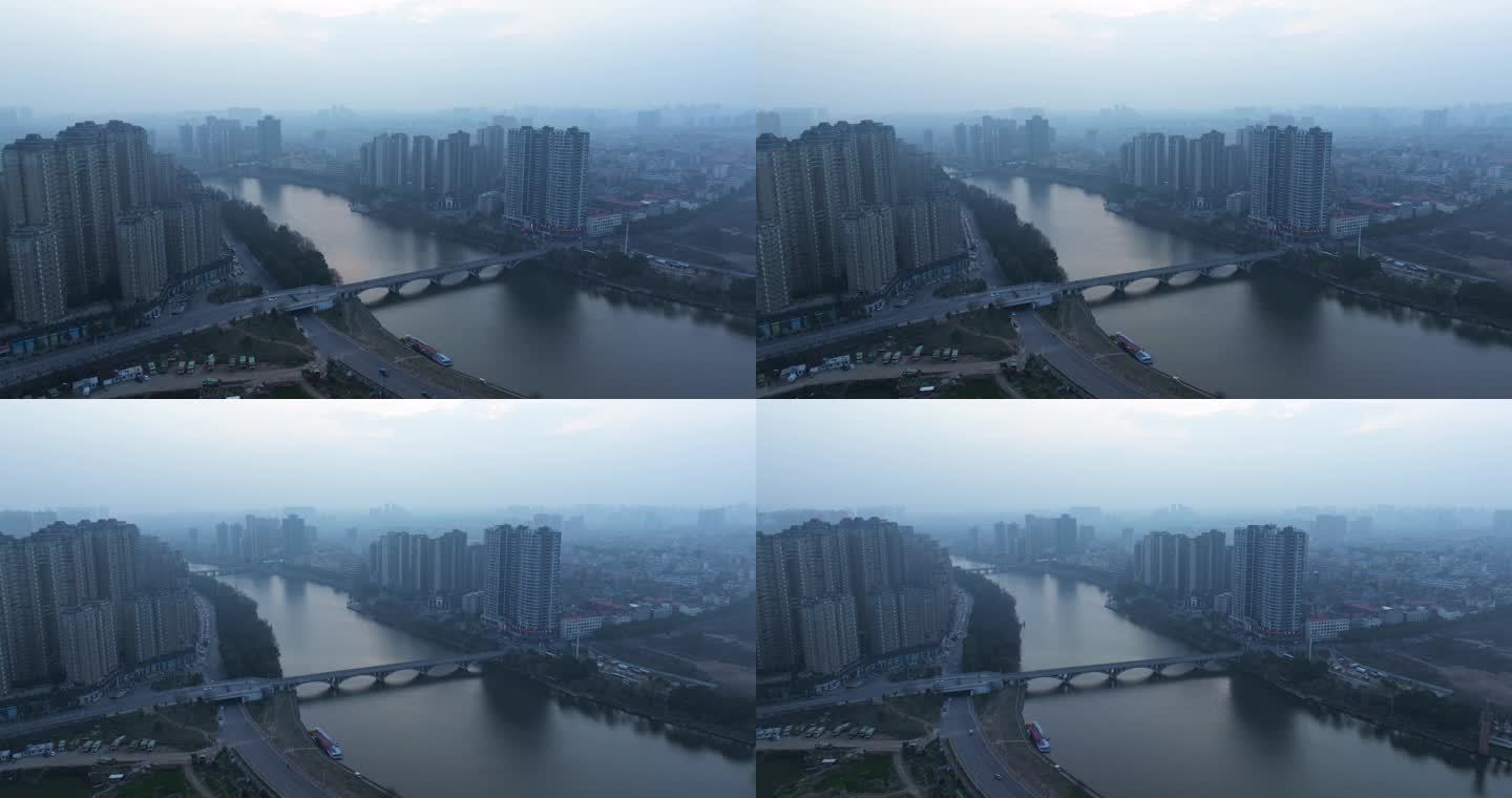 宁乡市南门桥沩江河环绕航拍4K