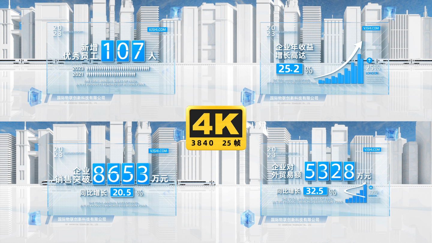 4K城市数据文字展示AE模版