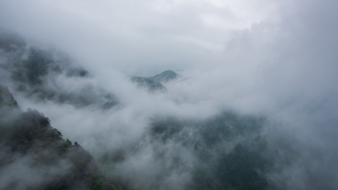 山谷中的云雾延时摄影