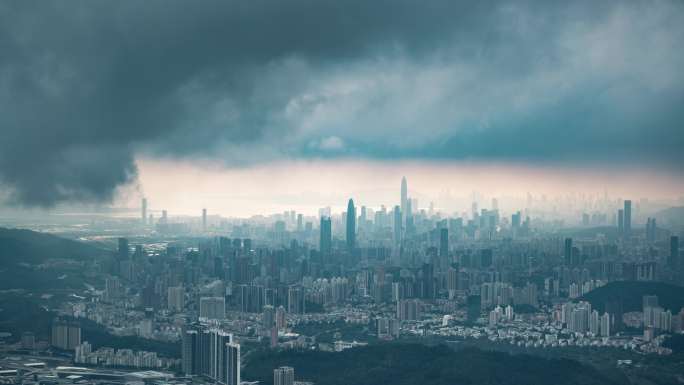 8K深圳全景梧桐山风云暴风雨