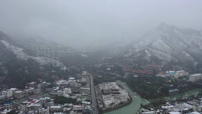 临安区湍口镇下雪航拍