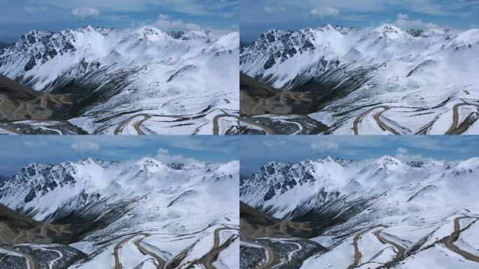 西藏雪山及盘山公路航拍视频