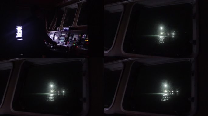 4kl1广东雷州渔民驾驶渔船夜航中近景