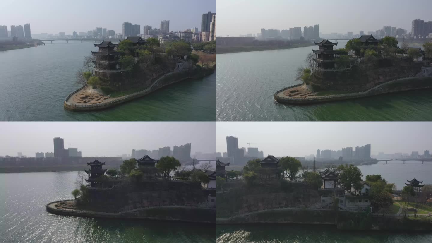 衡阳地标航拍---石鼓书院、湘江、蒸水