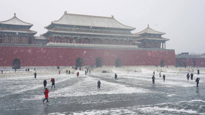 故宫博物院下雪实拍