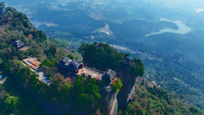 四川绵阳江油春季航拍窦圌山窦团山