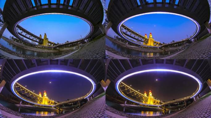 南京长江大桥桥头堡大桥公园夜景延时