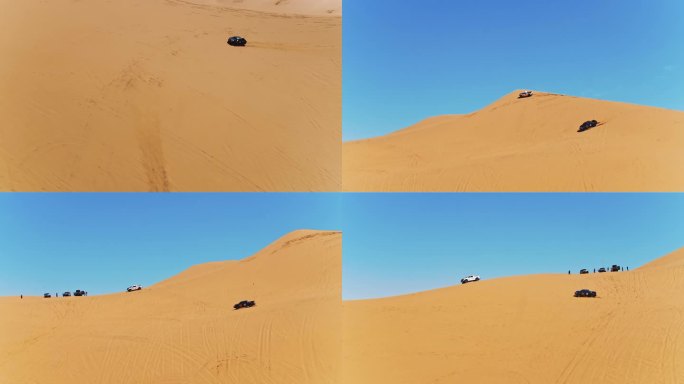 越野车在沙漠驾驶的航拍