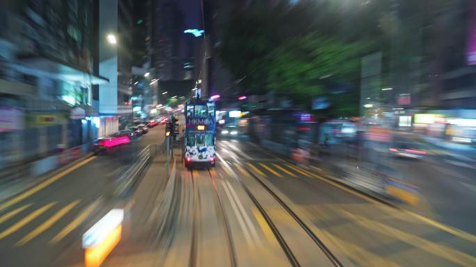 【4K正版】香港叮叮车前进夜景延时