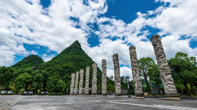 湖南永州市宁远县九嶷山舜帝陵九龙柱延时