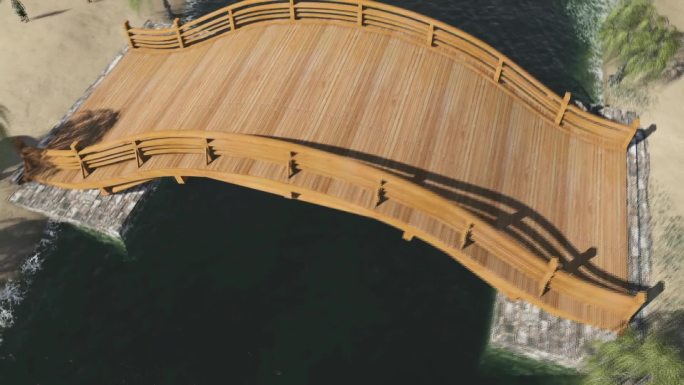 三维动画运河河道虹桥搭建构成B012