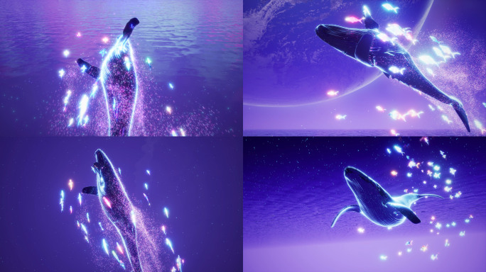 5组鲸鱼跃出水面片头动画