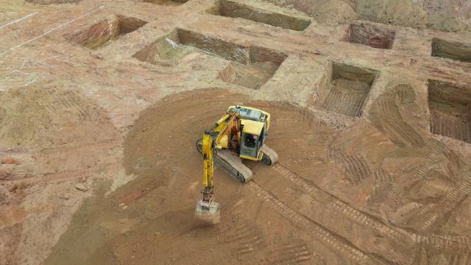 工地开荒打地基工程建设施工现场