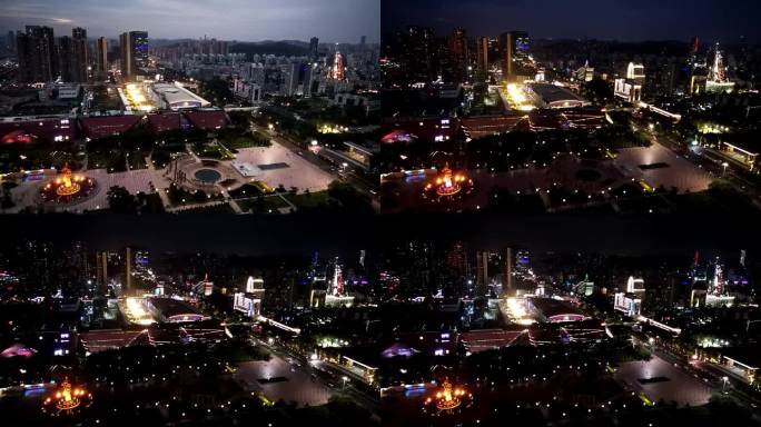城市入夜灯光亮起的延时摄影