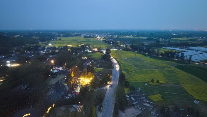 成都崇州道明竹艺村夜景延时