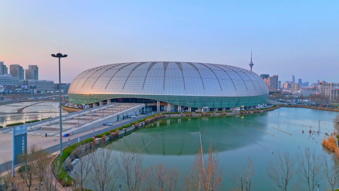 天津奥林匹克中心体育场奥体体育馆航拍体育