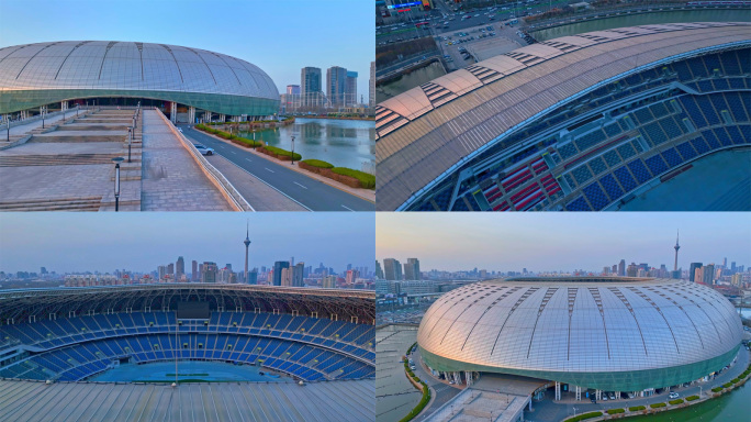 天津奥林匹克中心体育场奥体体育馆航拍体育