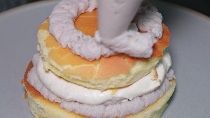 【镜头合集】海绵蛋糕制作芋泥夹心蛋糕糕3