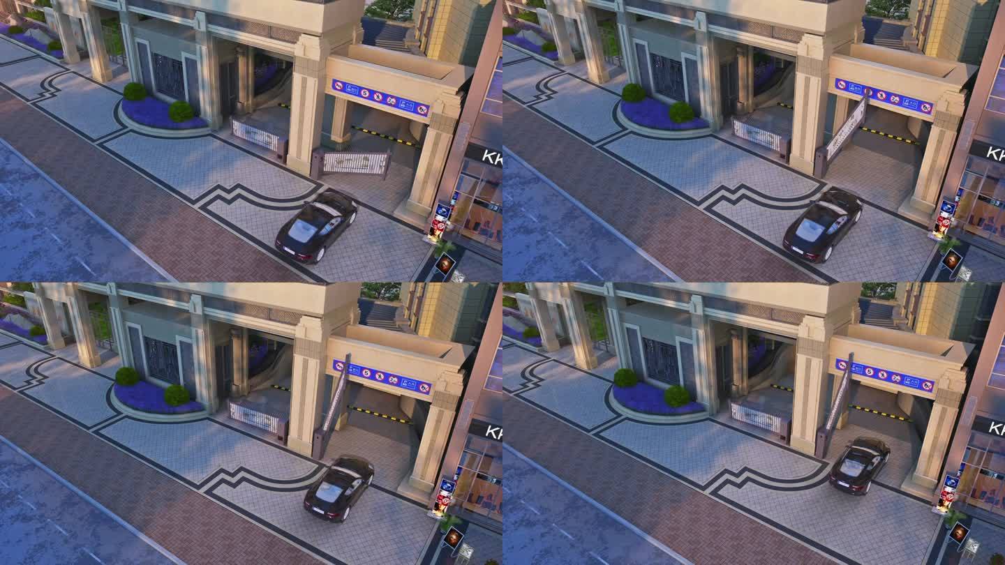高端小区停车场入口动画素材