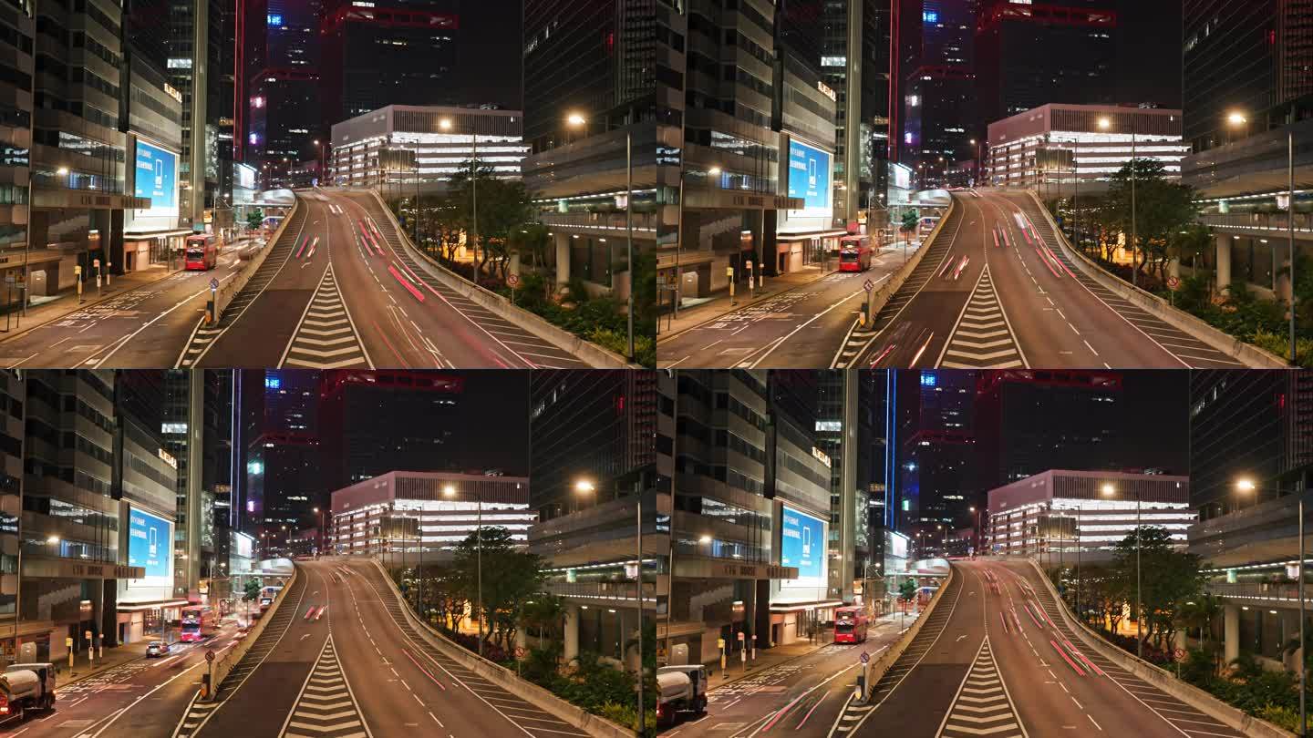 【4K正版】香港快速路高架桥车轨延时