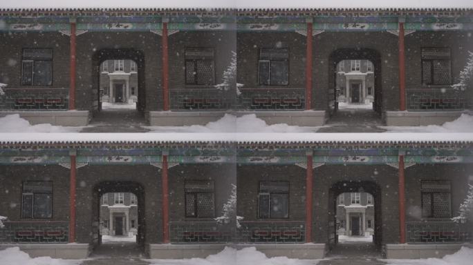 古代建筑 冬季 雪景 4k