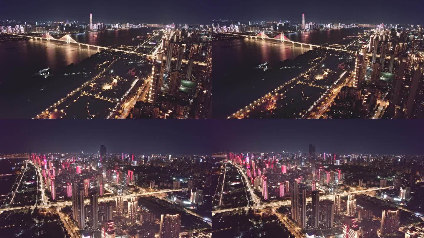 武汉汉口夜景航拍