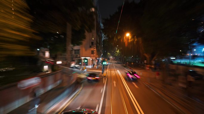 【4K正版】香港街道夜景穿梭延时