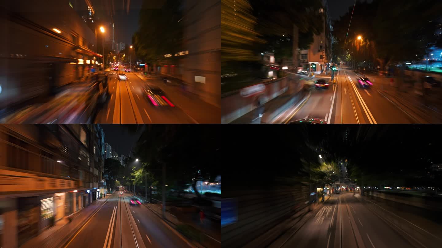 【4K正版】香港街道夜景穿梭延时