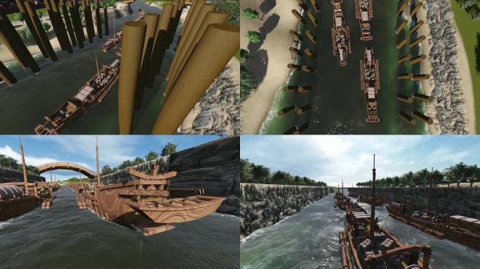三维动画运河两岸修建河道建模B012
