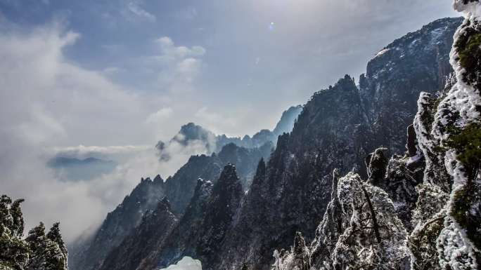 黄山雪景延时摄影