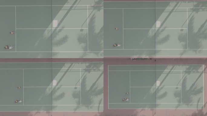 俯视社区配套的网球场