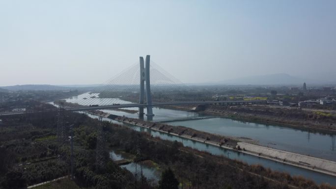 四川绵阳江油市涪江五桥航拍