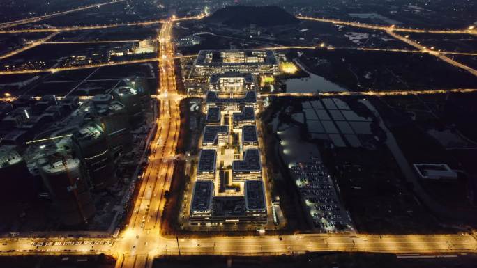 阿里云总部夜景航拍