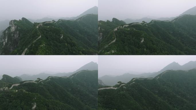 航拍司马台长城雨后云海