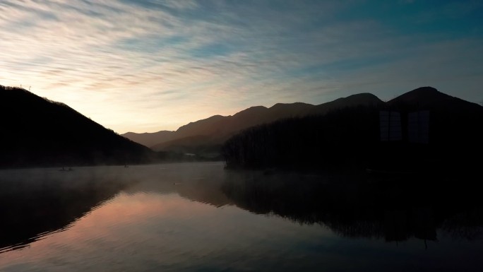 航拍湖北神农架九大湖冬天景色