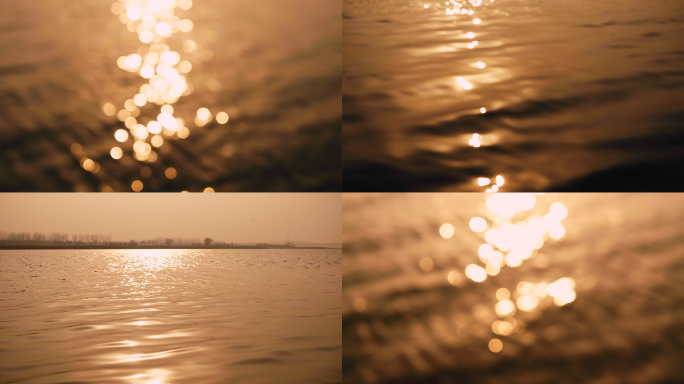 湖面夕阳唯美