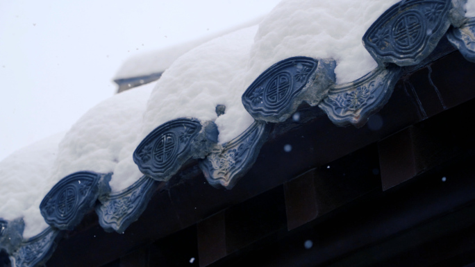 4条高清升格瑞雪雪花汉瓦素材