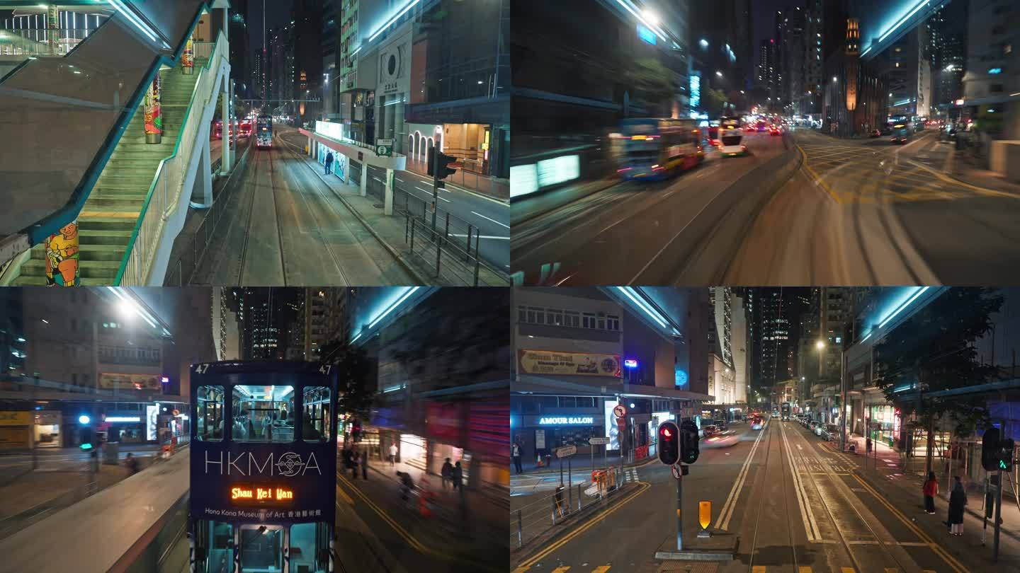 【4K正版】香港有轨电车夜景延时