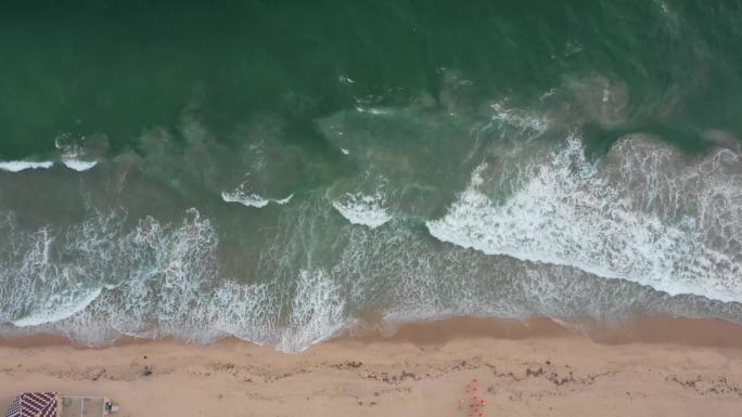 大海碧波波浪海滩沙滩唯美风光航拍