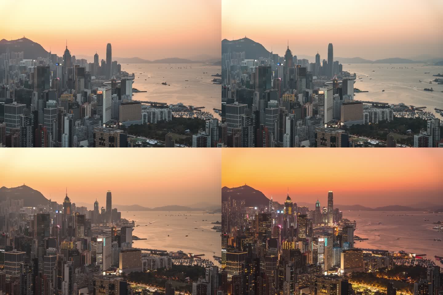 【7K正版】香港宝马山日落夜景光影变化